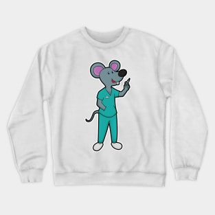 Mouse as Nurse at Vaccination with Syringe Crewneck Sweatshirt